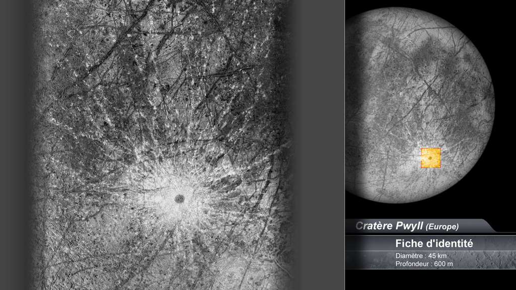Le cratère Pwyll sur Europe, lune de Jupiter Le cratère Pwyll sur Europe, lune de Jupiter