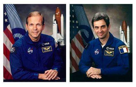 Hans Schlegel et Léopold Eyharts, les deux Européens de la mission STS-122. Crédit ESA.