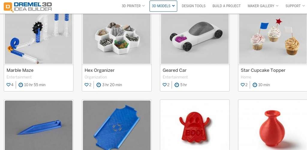 Pour permettre aux débutants de découvrir l’impression 3D, Dremel propose une bibliothèque d’objets. On y trouve des bijoux fantaisie, de petits accessoires, des jouets, des objets de décoration. Les clients pourront aussi imprimer leurs propres créations grâce à plusieurs logiciels Autodesk téléchargeables gratuitement. © Dremel 