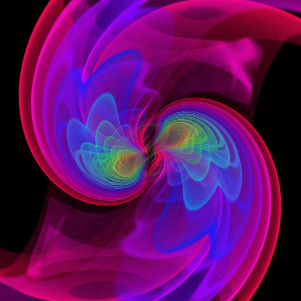 Une deuxième détection d’ondes gravitationnelles a été annoncée en juin 2016. Il s’agissait aussi de la fusion de deux trous noirs. © S. Ossokine, A. Buonanno, MPI for gravitational physics, SXS ­project, D. Steinhauser