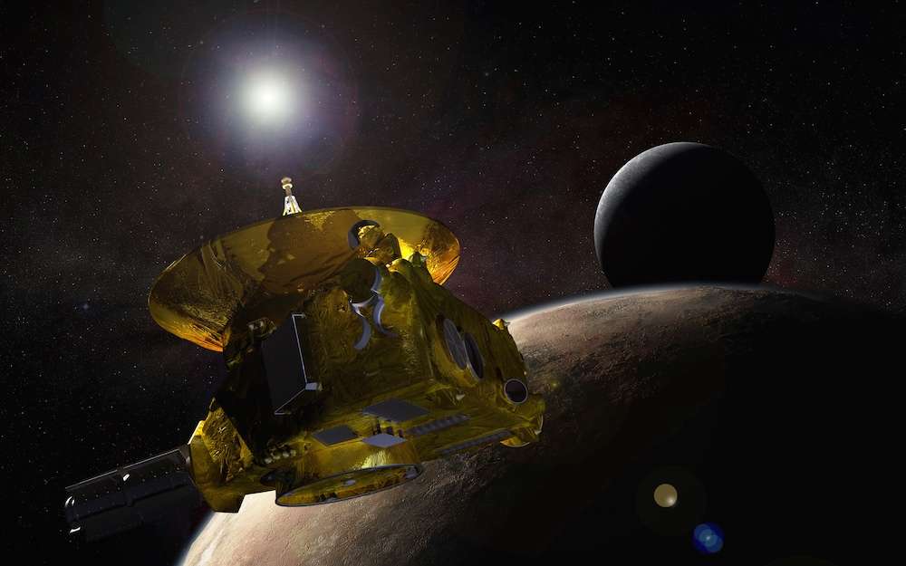 Le 14 juillet prochain, New Horizons sera la première sonde spatiale à survoler Pluton et Charon. Sa suite d’instruments collectera des données précieuses sur la géologie, la géomorphologie, la température, l’atmosphère, etc. de chacun de ces deux mondes sombres situés dans la ceinture de Kuiper. © Nasa, Johns Hopkins University Applied Physics Laboratory (JHUAPL), Southwest Research Institute