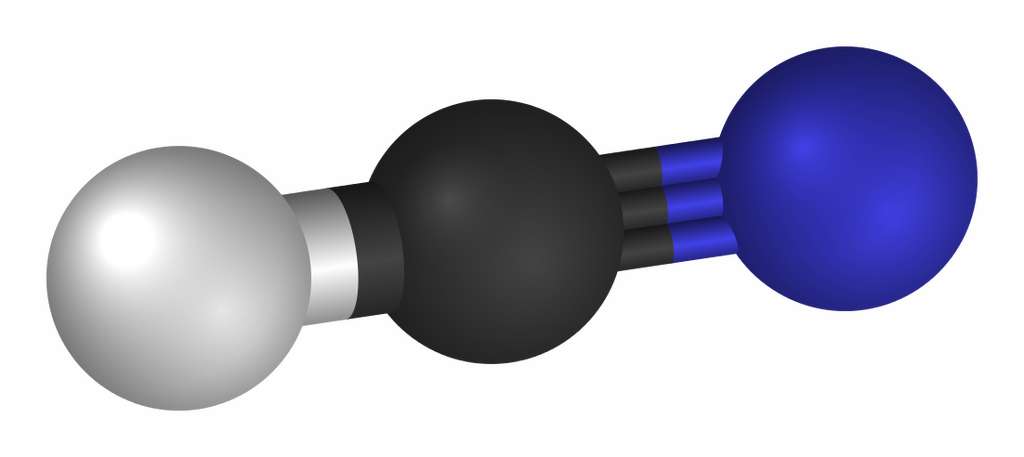 La molécule de cyanure d’hydrogène, de formule HCN. © Wikipedia