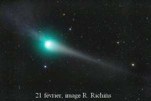 La comète Lulin fait le spectacle au mois de février 2009. Crédit R. Richins