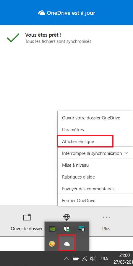 Cliquez sur « Afficher en ligne » pour accéder à OneDrive sur votre navigateur. © Microsoft