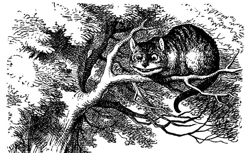 Le chat du Cheshire, que l’on trouve dans Les aventures d’Alice au pays des merveilles de Lewis Carroll, est un félidé de fiction qui parle, comme Sylvestre, l’ennemi de Titi. © DP