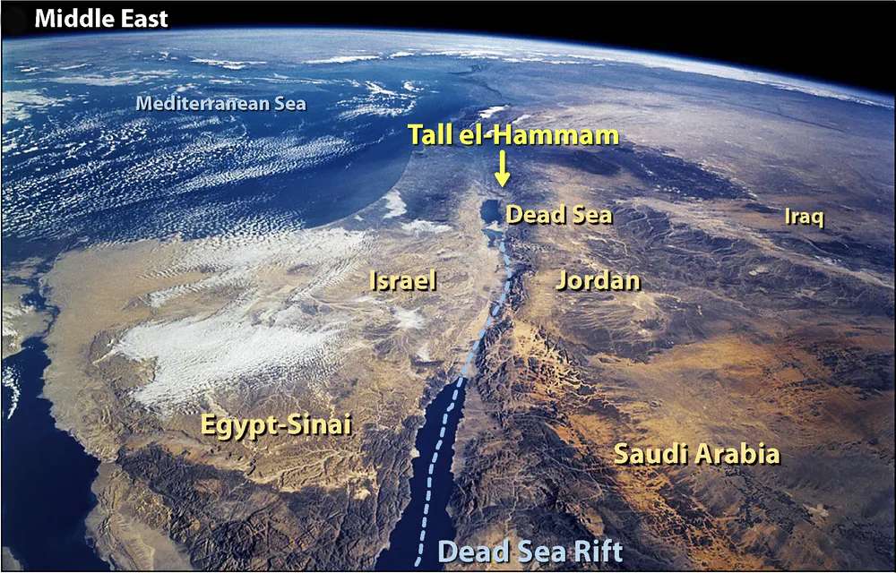 Celle que l’on appelle aujourd’hui Tall el-Hammam est située en Jordanie. © Nasa Celle que l’on appelle aujourd’hui Tall el-Hammam est située en Jordanie. © Nasa