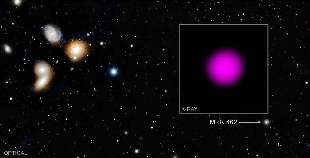Photographie de la galaxie naine Markarian 462, à 110 millions d'années-lumière de la Terre. © Nasa, CXC, Université de Dartmouth, J. Parker & R. Hickox