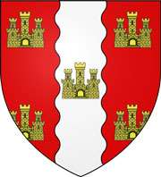 Blason de la Vienne « D’argent au double cœur vidé, couronné et croiseté de gueules, à la bordure componée d’azur à la fleur de lys d’or et de gueules au château donjonné de trois tourelles aussi d’or ». © DR Blason de la Vienne « D’argent au double cœur vidé, couronné et croiseté de gueules, à la bordure componée d’azur à la fleur de lys d’or et de gueules au château donjonné de trois tourelles aussi d’or ». © DR
