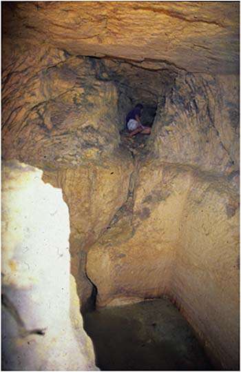 Un enfant à l'entrée du tunnel encore inexploré. Source : Z. Hawass