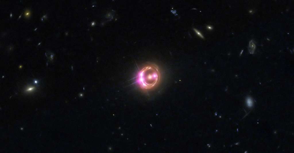 Un quasar situé à environ 6 milliards d'années lumière de la Terre. © Rayons X : Nasa/CXC/Univ of Michigan/R. C. Reis et al ; optique : Nasa/STScI