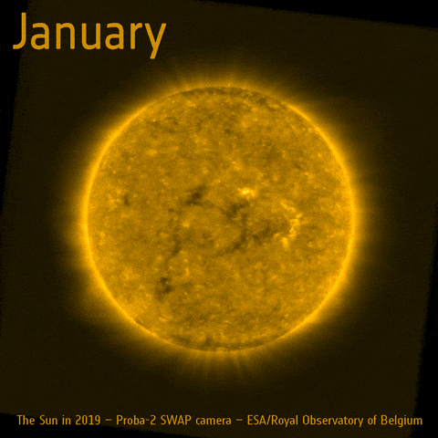 Animation des 365 jours d'activité solaire en 2019. © ESA, Royal Observatory of Belgium