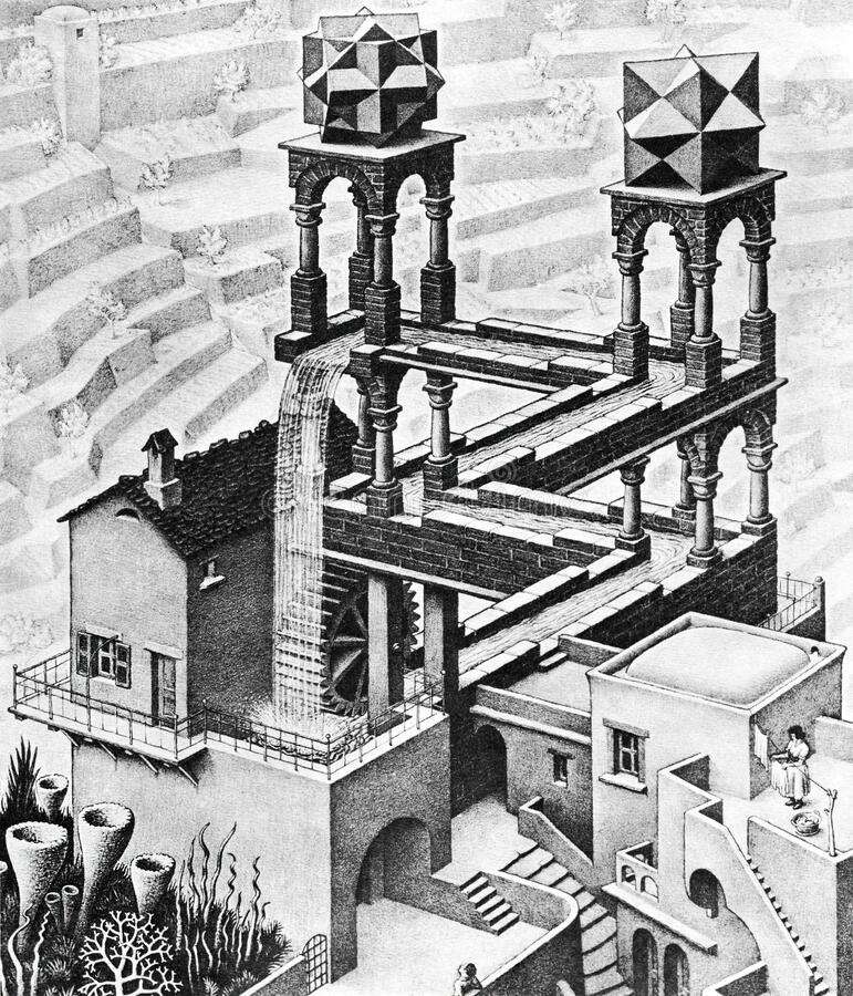 La cascade impossible de Maurits Cornelis Escher. © Fabio Concetta, Dreamstime.com