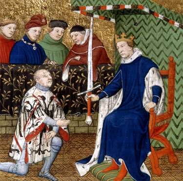 Bertrand du Guesclin est fait connétable de France par Charles V en 1370. © DP