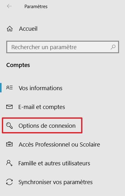 Rendez-vous dans les options de connexion de votre ordinateur. © Microsoft