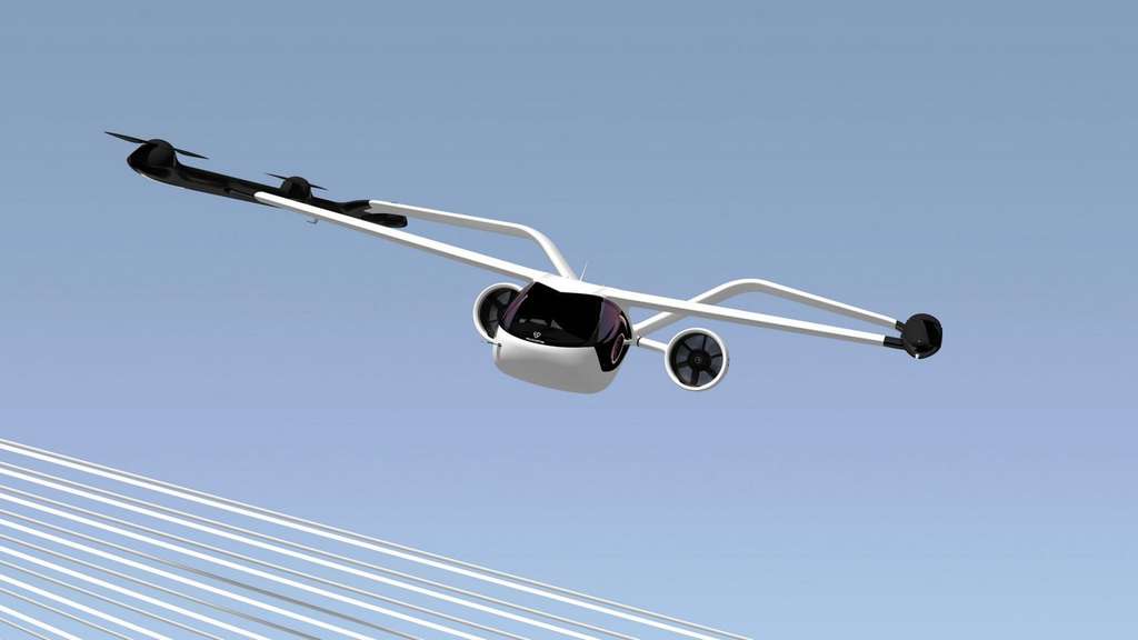 Le VoloConnect est muni d'un train d'atterrissage rentrant. © Volocopter Le VoloConnect est muni d'un train d'atterrissage rentrant. © Volocopter