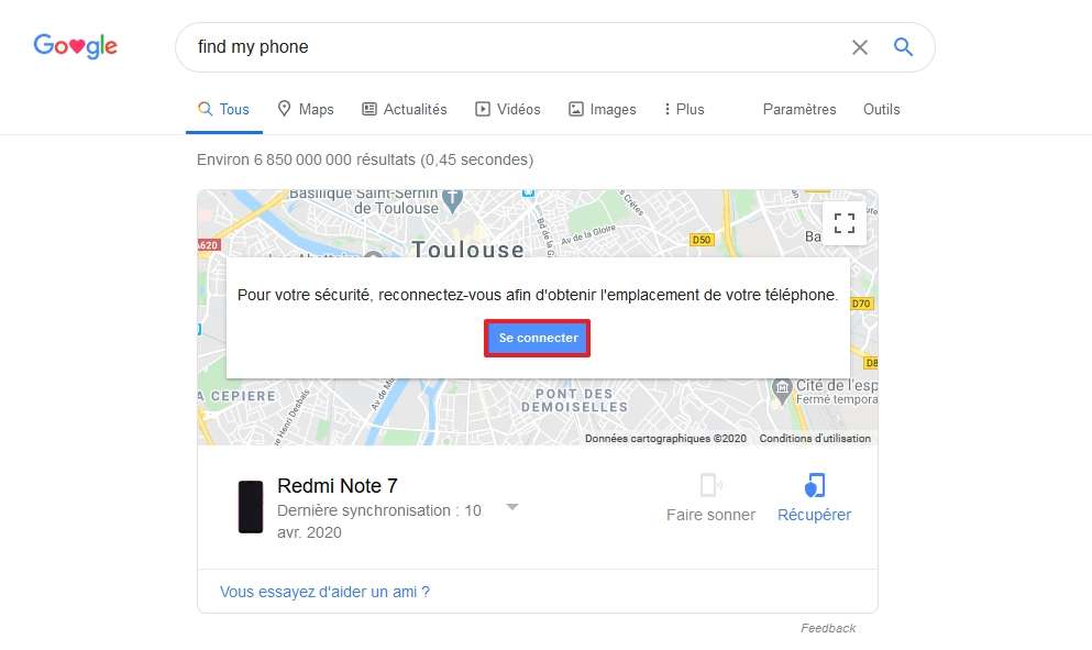 Connectez-vous si besoin et cliquez sur le plan. © Google