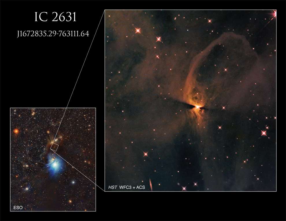 Le zoom de Hubble. © Nasa, ESA, T. Megeath (University of Toledo), K. Stapelfeldt (Jet Propulsion Laboratory), and ESO ; Processing : Gladys Kober (Nasa/Catholic University of America)