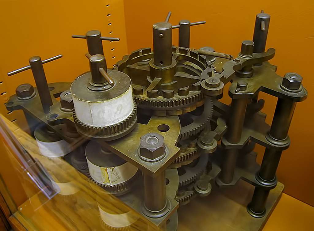 Une partie de la machine à différences de Charles Babbage. © Andrew Dunn, wikimedia commons, CC 2.0