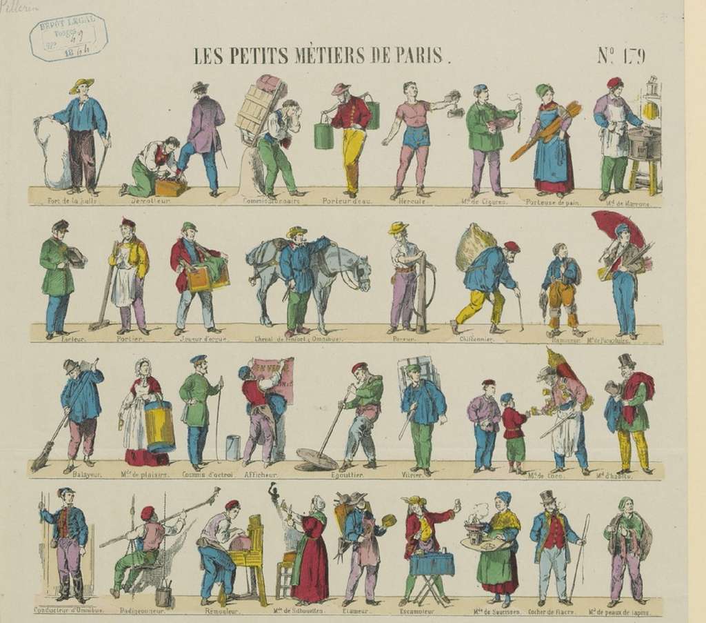 Extrait des petits métiers de Paris. Image d'Épinal de la Maison Pellerin, tome 7 : 1861-1864. Bibliothèque nationale de France. © Gallica, BnF, domaine public.