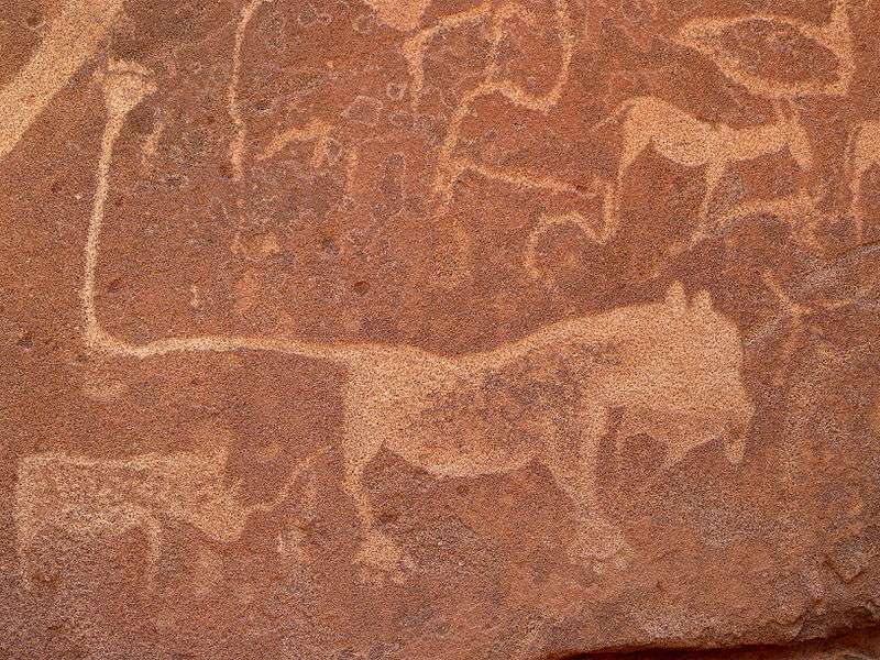 Les peintures rupestres de Twyfelfontein, en Namibie Les peintures rupestres de Twyfelfontein, en Namibie