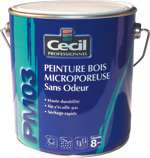 Peinture bois microporeuse en phase aqueuse. Elle sèche au toucher en 30 minutes. Rendement : 8 à 12 m2/litre. © DR Peinture bois microporeuse en phase aqueuse. Elle sèche au toucher en 30 minutes. Rendement : 8 à 12 m2/litre. © DR