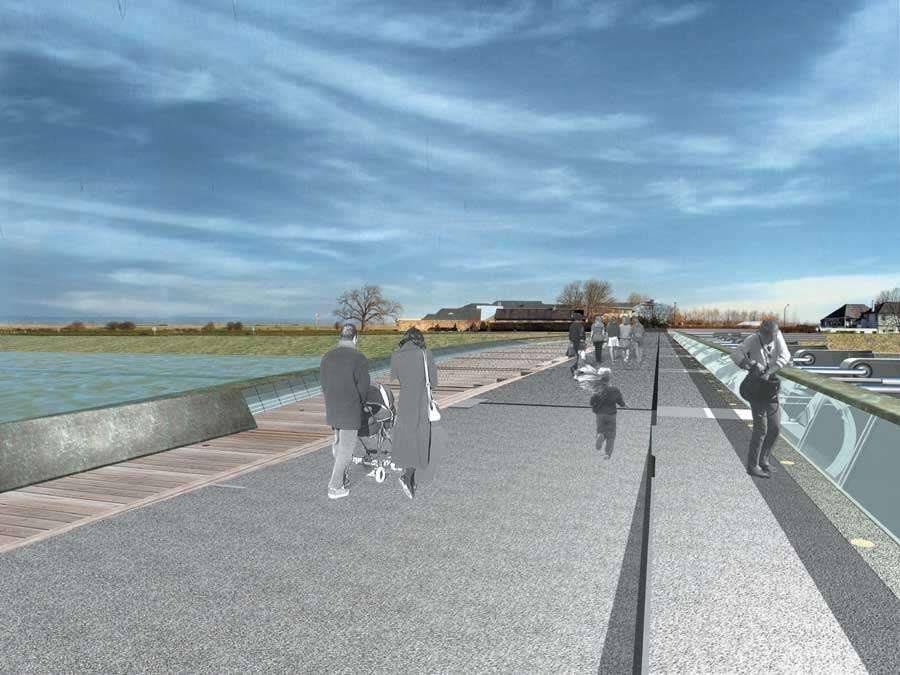 Pont-promenade sur le barrage du Couesnon Pont-promenade sur le barrage du Couesnon