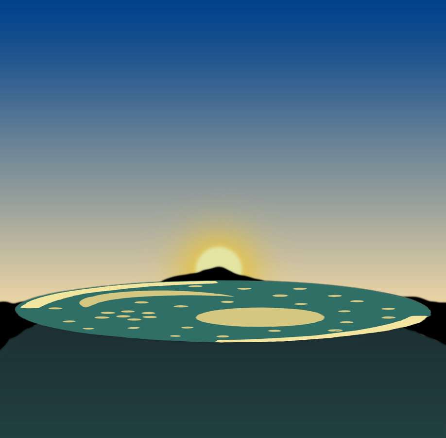 Le disque de Nebra devait être utilisé de manière horizontale, au sommet de la colline du Mittelberg. L’extrémité de l’horizon de gauche devait être alignée sur le sommet du Broken. Au solstice d’été, il s’agit de l’endroit où le soleil se couche, permettant de calibrer le disque. © Rainer Zenz, Wikimedia Commons, domaine public
