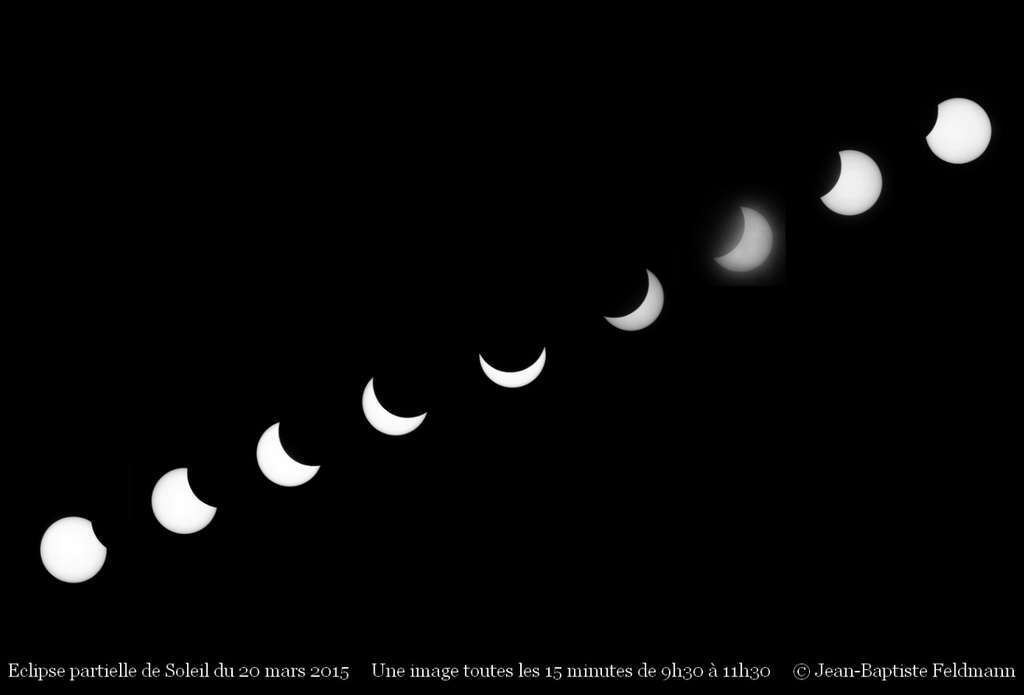 Dans la région de Dijon, Jean-Baptise Feldmann (auteur du blog Cielmania) a suivi les morsures du Soleil, du « premier contact » de la Lune au dernier. © Jean-Baptise Feldmann