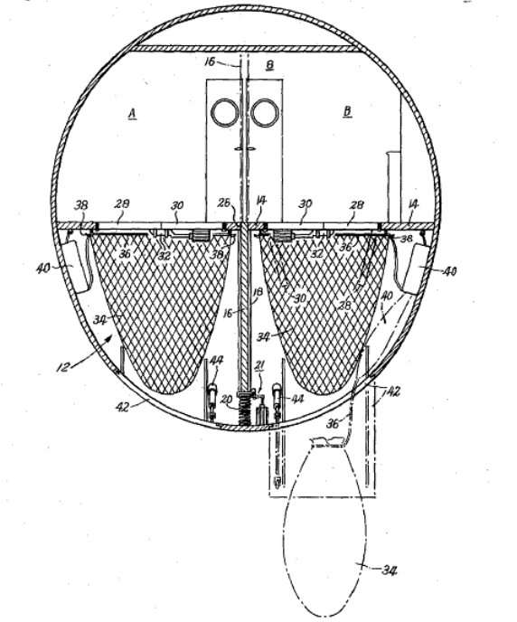 Le dispositif anti-pirates de l'air, brevet du Bureau américain des brevets et des marques de commerce numéro 3.811.643, 21 mai 1974. © DR