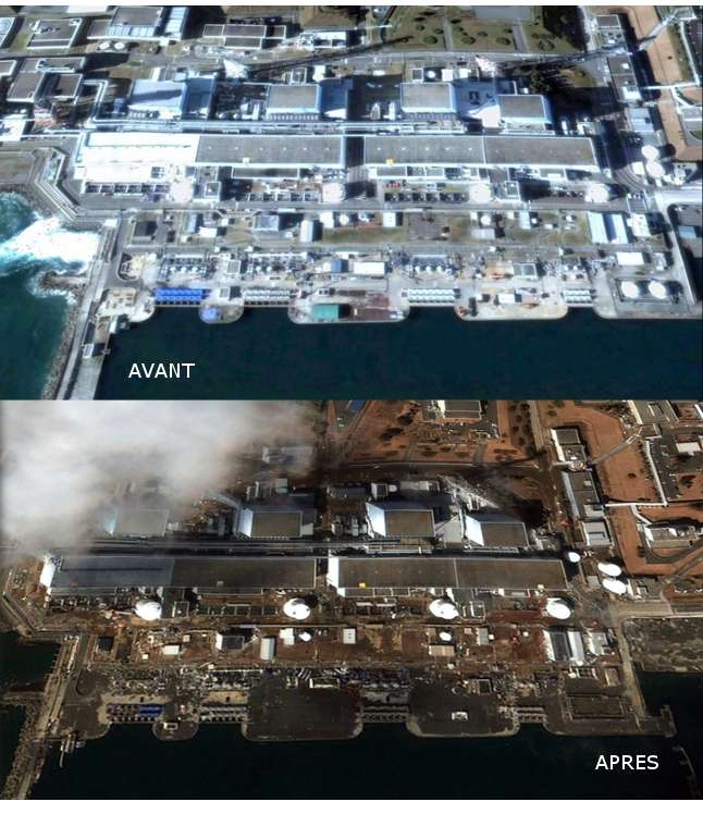 Centrale nucléaire de Fukushima, juste après le tsunami Centrale nucléaire de Fukushima, juste après le tsunami