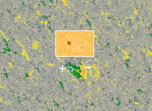 La région active AR2750, apparue le 1er novembre, est à l'origine de l'éruption solaire détectée par la sonde SDO. © SDO, NASA