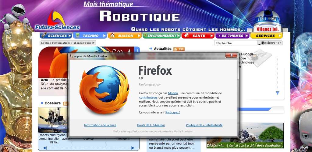 Après douze versions bêta et deux « Release Candidates », Firefox 4 est officiellement disponible. © Mozilla 