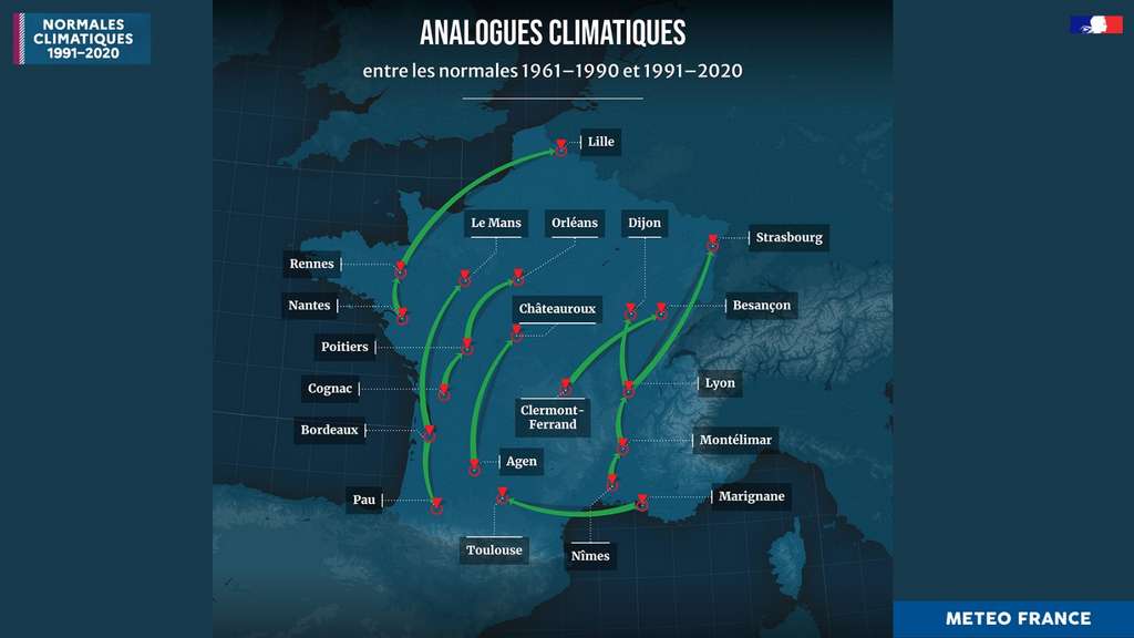 L'évolution du climat en France entre les années 1970 et 2000. © Météo France