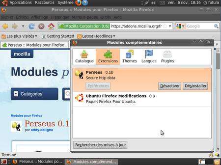 L'extension Perseus disponisble pour Mozilla Firefox sous les systèmes d'exploitation GNU/Linux. © Futura-Techno