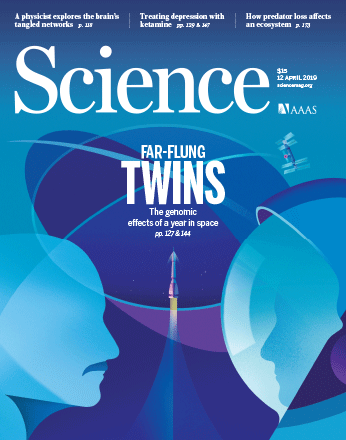 L’étude sur les jumeaux Scott et Mark Kelly fait la Une du dernier numéro de la revue Science. © Science