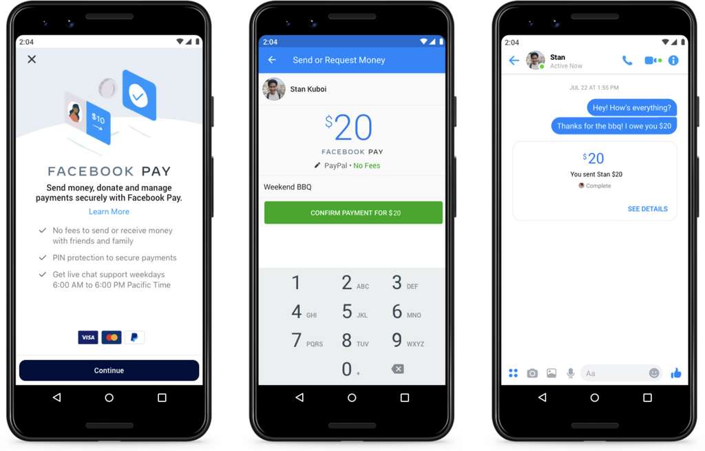 Facebook Pay fonctionne sur Messenger, Instagram et Whatsapp. © Facebook