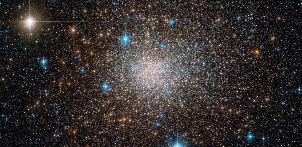 La vue perçante d’Hubble a permis de dépeindre la concentration d’étoiles Terzan 5, cachée derrière un épais voile de poussières en direction du centre de la Voie lactée. Il s’agirait non pas d’un amas globulaire mais du vestige d’une galaxie primitive. © Nasa, ESA, Hubble, F. Ferraro