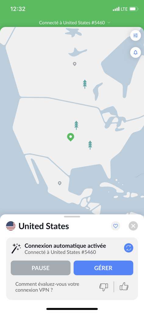 En utilisant un VPN, il est possible de simuler une connexion depuis les USA. © NordVPN