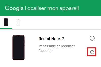 Cliquez sur la flèche circulaire pour faire une nouvelle tentative de localisation. © Google