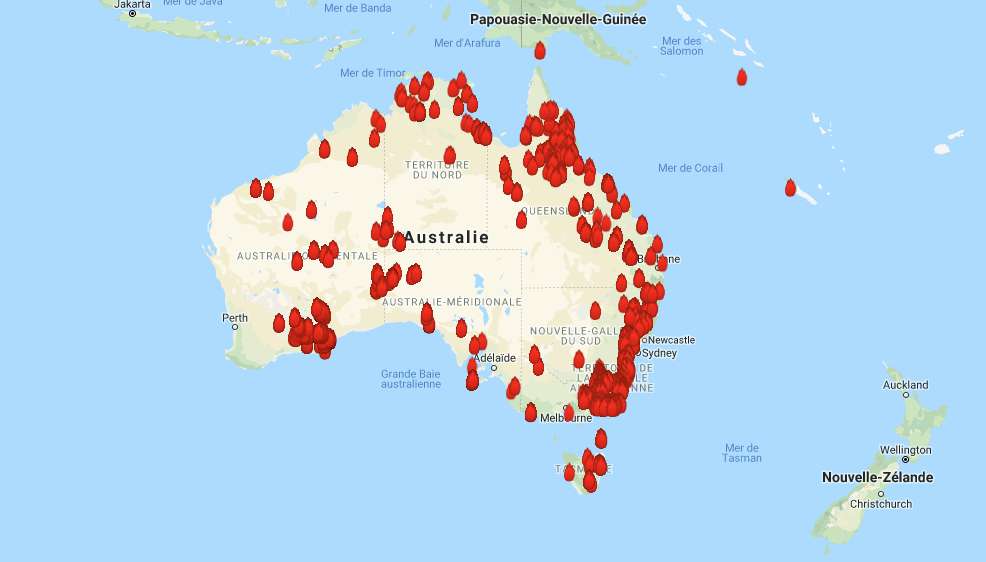 MyFireWatch fournit au grand public, des informations de localisation sur les feux de brousse en Australie. Il est le résultat d’une collaboration entre le Landgate et l’université Édith Cowan (Perth). © MyFireWatch