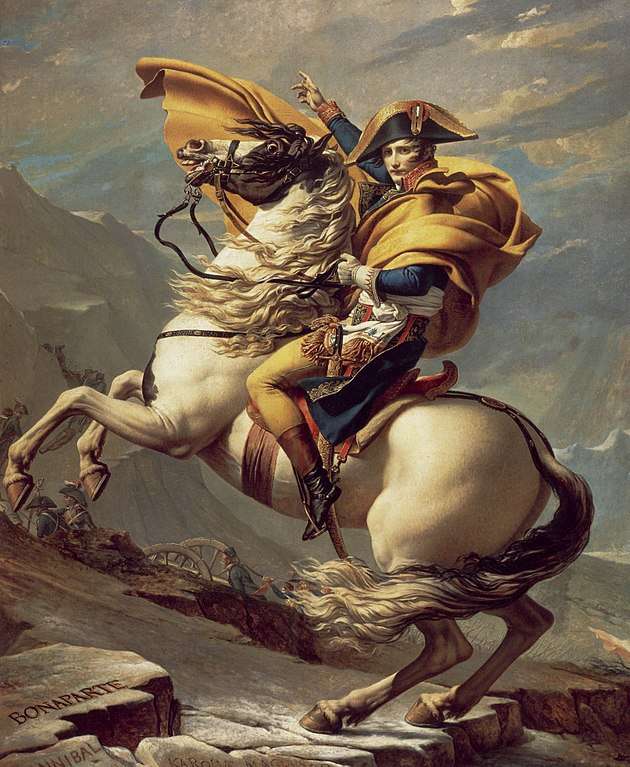 Bonaparte franchissant les Alpes au Grand-Saint-Bernard. © Château de la Malmaison, Wikimedia commons, DP