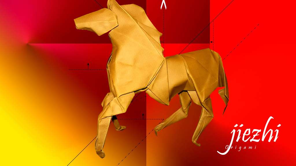 Un cheval au galop en papier Un cheval au galop en papier