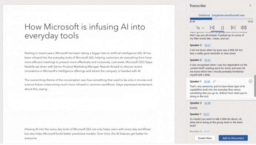 Microsoft Word Sait Desormais Retranscrire Les Enregistrements Audio