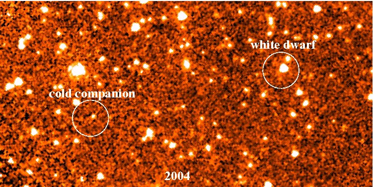 WD 0806-661 b vu par Spitzer dans l'infrarouge en 2004 et 2009. © Kevin Luhman Penn State University