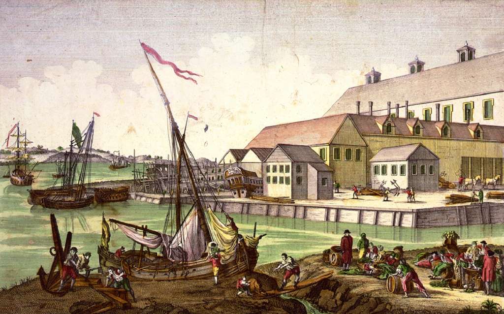 Port de Salem dans le Massachusetts vers 1770, par Balthazar Friedrich. © Wikimedia Commons, domaine public