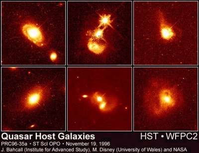 Images de galaxies avec un quasar en leur centre. © Nasa