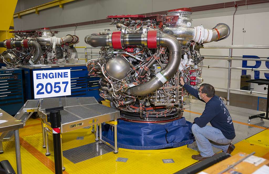 Les moteurs pour Artemis 5 sont déjà en production. Le lancement de cette mission habitée sur la Lune n'est pas prévu avant le début de la décennie 2030. © Nasa