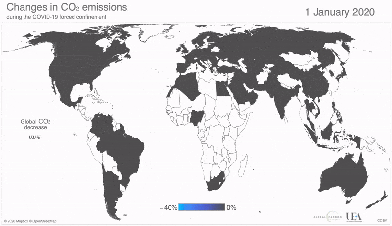 L’évolution des émissions de CO2 pendant la crise sanitaire. © Global Carbon Project L’évolution des émissions de CO2 pendant la crise sanitaire. © Global Carbon Project