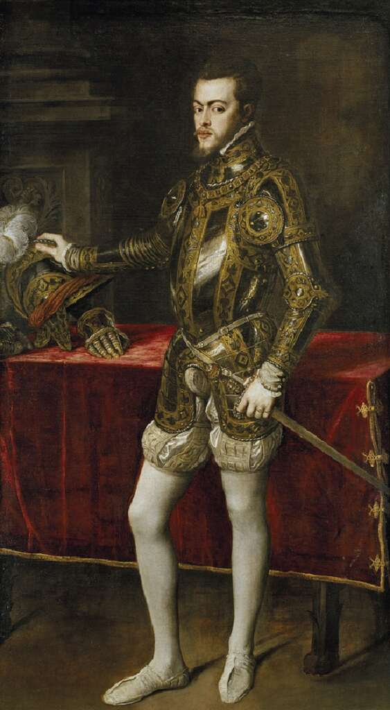 Portrait du roi Philippe II d'Espagne en armure, par Le Titien en 1560. Musée du Prado, Madrid. © Wikimedia Commons, domaine public