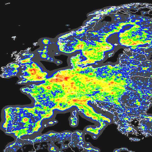 La pollution lumineuse en Europe. © ISTIL